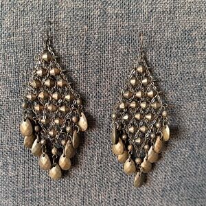Vintage-Inspired Gold Teardrop Chandelier Earrings
